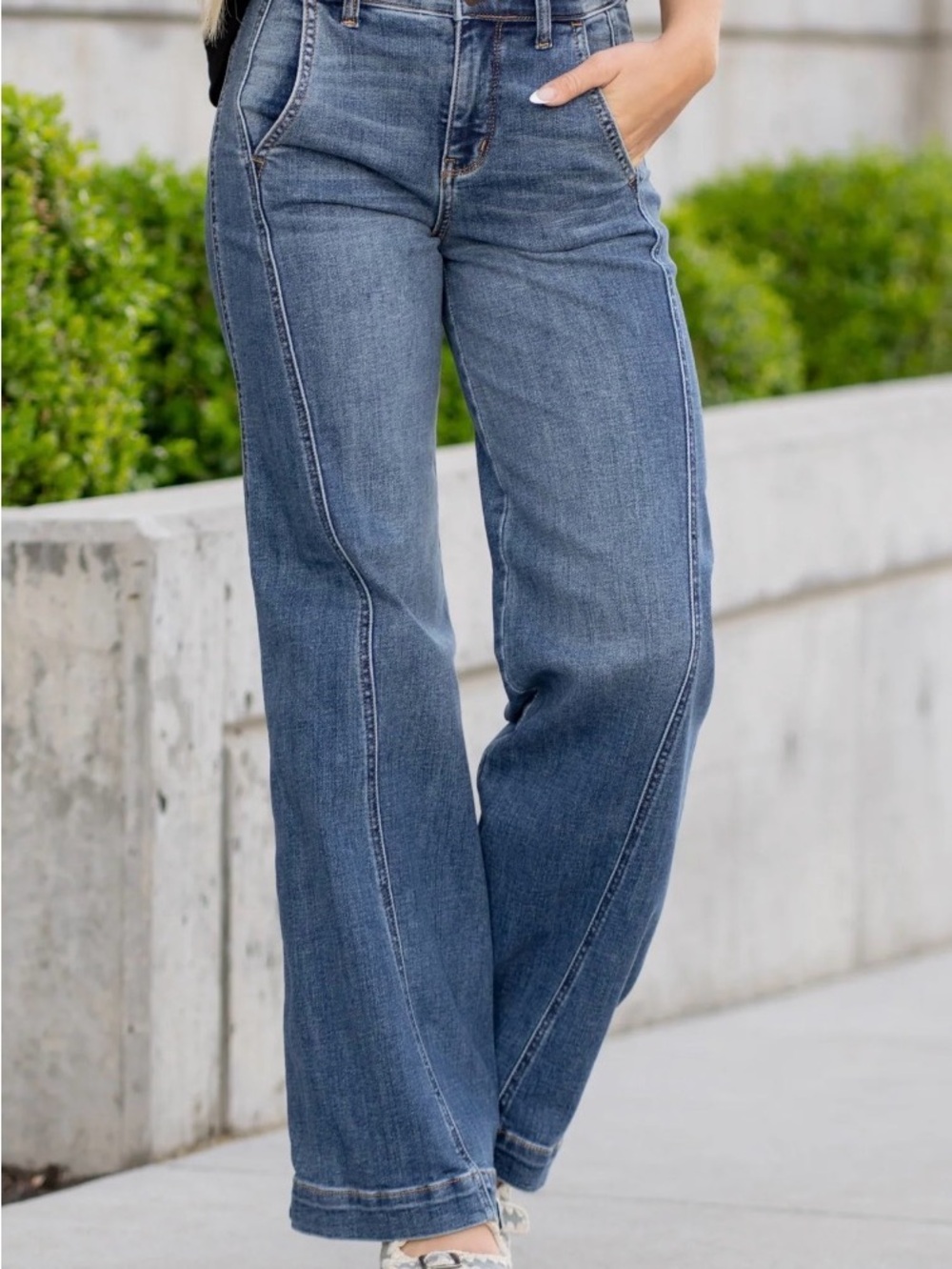 Judy Blue Women's Wide Leg Blue Denim Jeans
